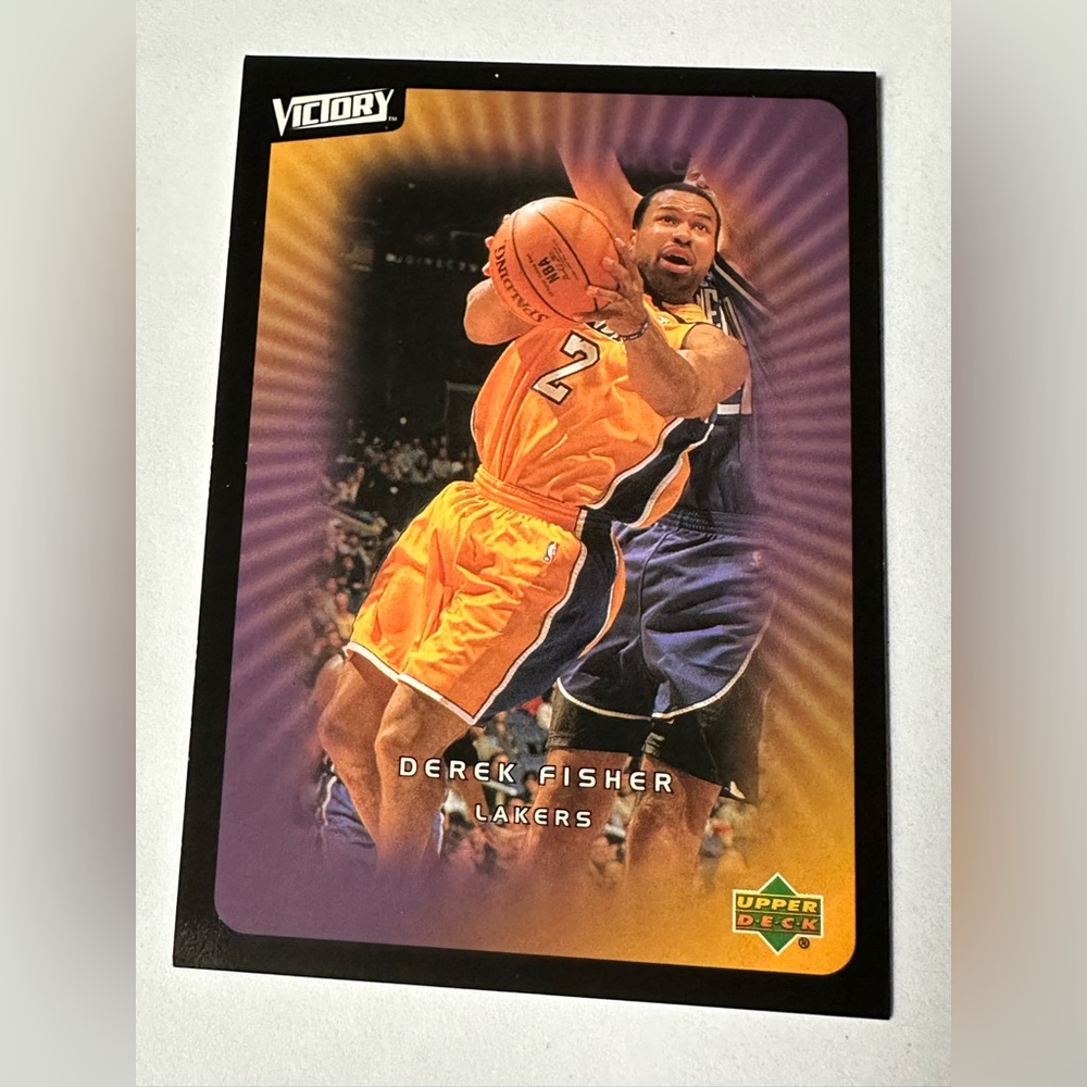 Derek Fisher Lakers Orange Basketball Trading Card by Upper Deck